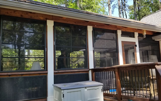 EZE Breeze Porch Enclosures from Gem Screens - Transform your covered porch into a beautiful outdoor living room with affordable EZE-Breeze sliding panels.